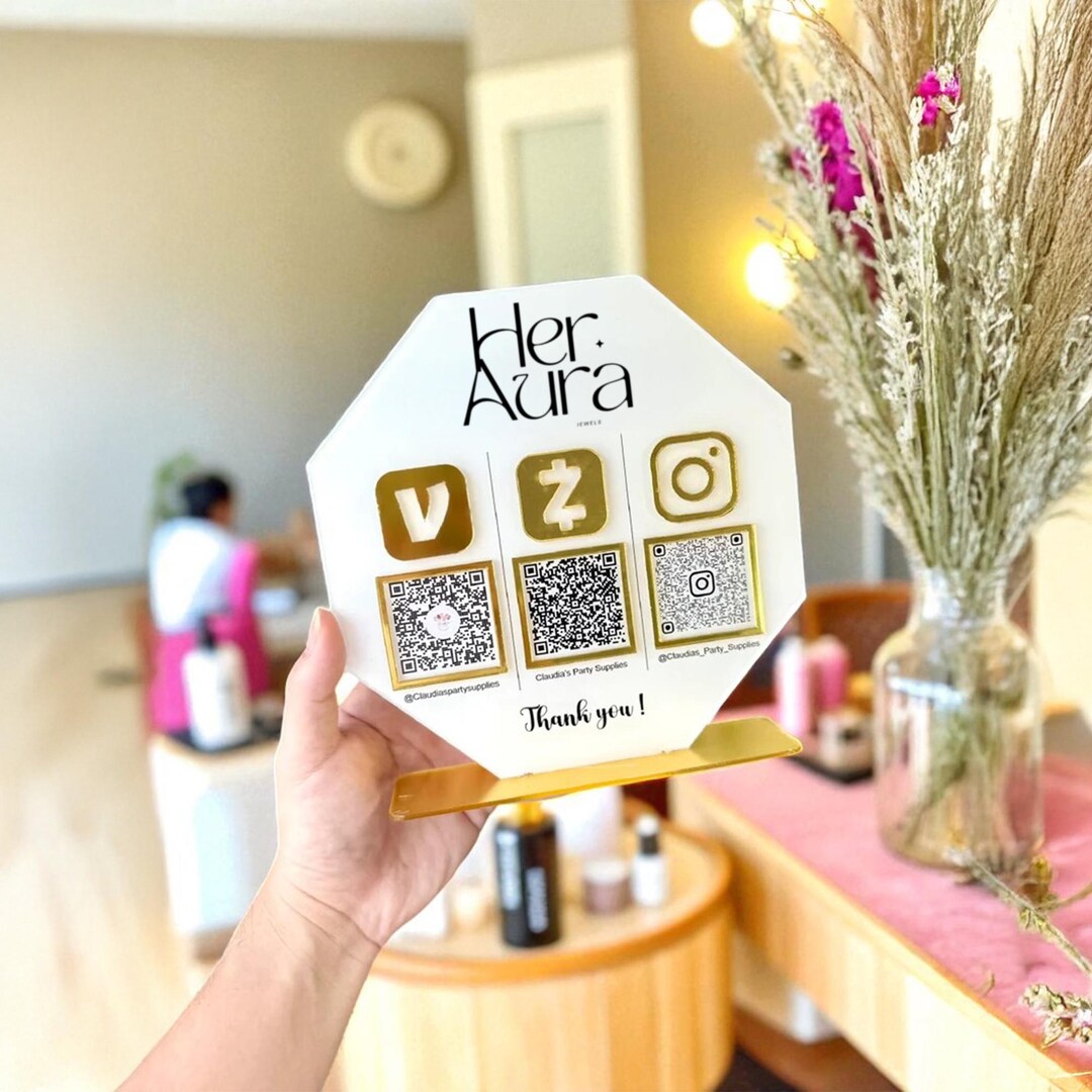 Custom Acrylic QR Code Sign: Social Media & Payment Display, Business ...