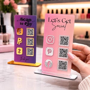 Custom Acrylic QR Code Sign: Social Media & Payment Display, business sign