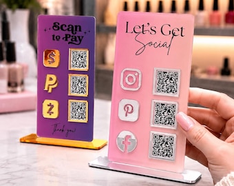 Custom Acrylic QR Code Sign: Social Media & Payment Display, business sign