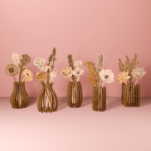 Vase und Blumen SVG Laser Cut-Dateien, Holzblumen Laser geschnitten, Holzvase geschnitten Datei, Glowforge Datei, digitaler Download, Geschenk für Mama, Geburt Mama svg