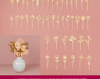 Wildflower SVG Laser Cut Files: Wooden Decor Set (Digital Download)