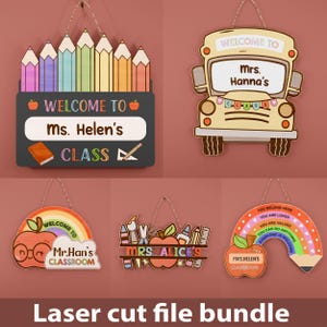 Bundle Personalized Teacher Sign for Classroom, Classroom Door Hanger for Decorations, Back to School Decor Hanging Signs, Teacher Supplies
