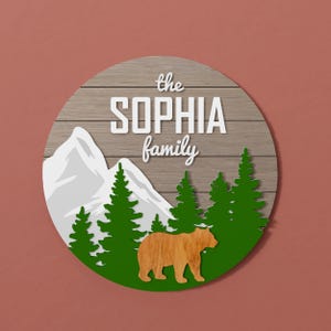 Bundle Personalized Animal Name Sign, Woodland Theme Nursery Name Sign, Wildlife Nursery Decor, Glowforge File, Layered Mountain and Tree