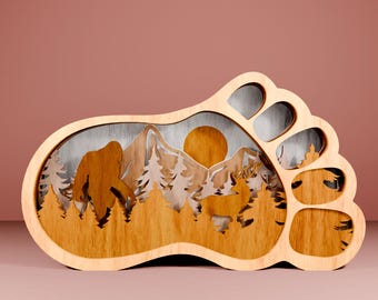 Big foot Multilayers Laser Cut File, Big Foot Svg, Layer Art Piece for Glowforge SVG, Fathers Day, Pro010