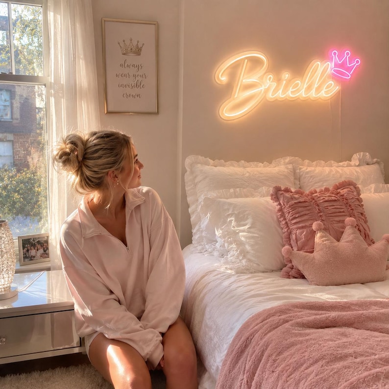 Custom Neon Name Sign bedroom, Teen Room Decor, Gifts for kids girl image 1