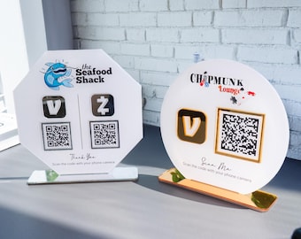 Custom Acrylic Multi QR Code Sign, Business Social Media Display