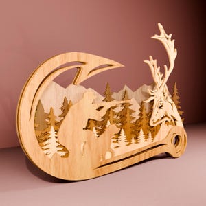 Laser schneiden Vorlagen, Hirsch Jagd Laser Cut Datei, Gewehr Schichten svg, Geschenk für Papa, Dekor Laser cut, Instant Download, Pro003