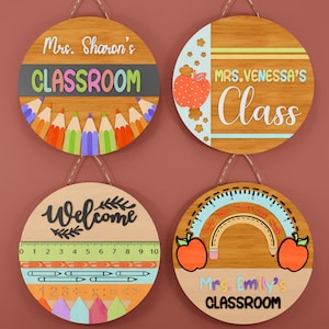 Bundle Personalized Teacher Sign for Classroom, Classroom Door Hanger for Decorations, Back to School Decor Hanging Signs, Teacher Supplies