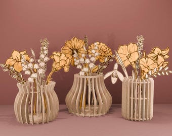 Birth Month Flowers & Vase SVG Laser Cut Files (Digital Download)