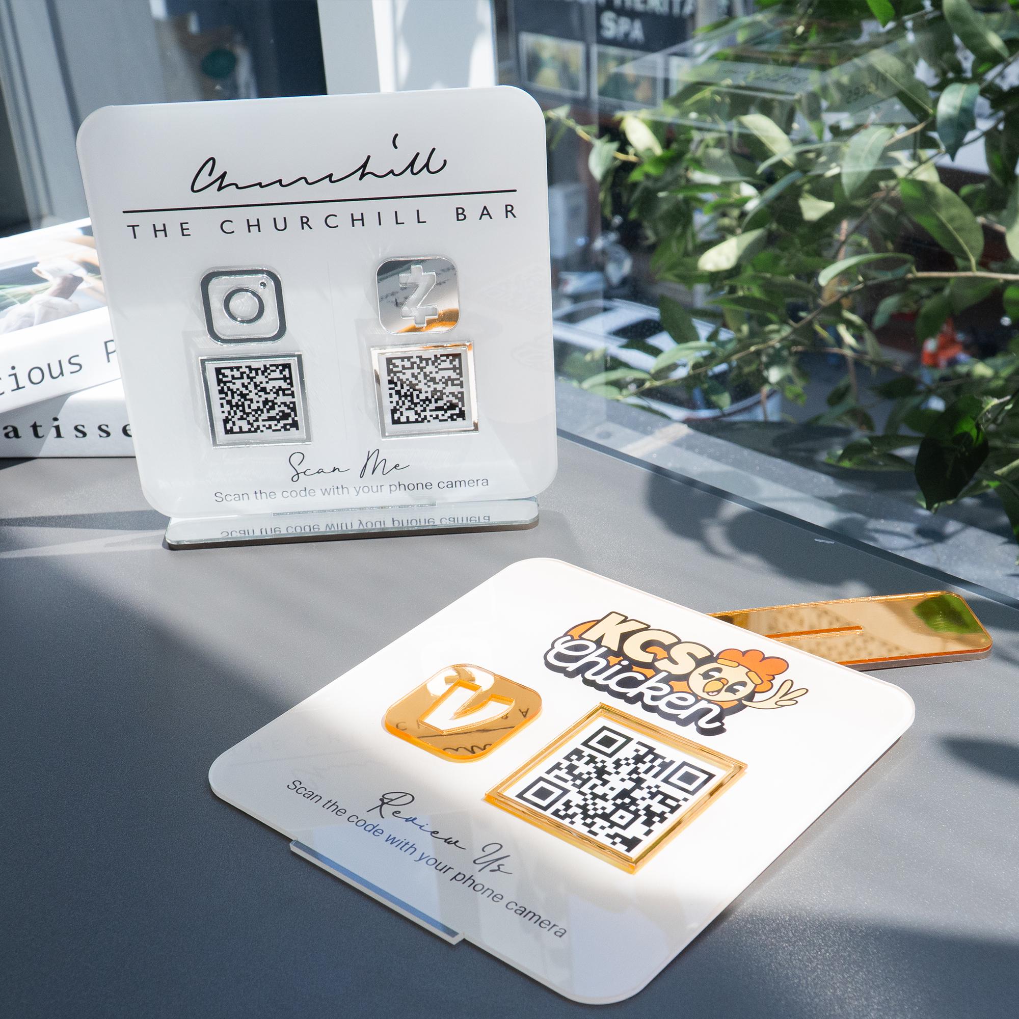 Custom Acrylic QR Code Sign: Social Media & Payment Display, Business ...