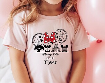 Custom Name Disney Family Vacation Matching Shirts: Personalized Mickey Minnie Mouse Group Trip Tee