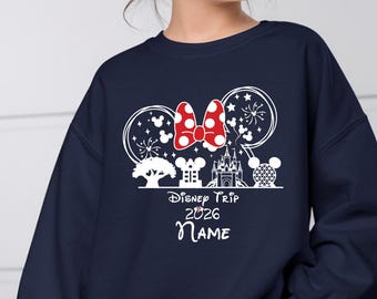 Custom Name Disney Family Vacation Sweatshirt: Personalized Mickey Minnie Mouse Matching Group Pullover Top