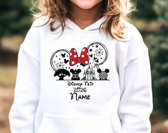 Custom Name Disney Family Vacation Hoodie: Personalized Mickey Minnie Mouse Matching Group Hooded Sweatshirt