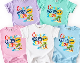 Comfort Colors Cousin Crew 2026 Shirt Vintage Beach Summer Vacation Matching Family Gift Tee