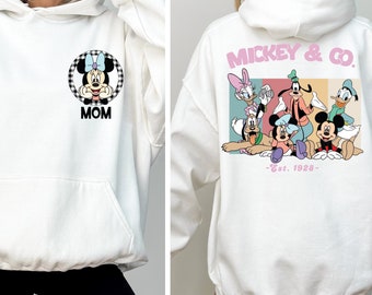 Retro Custom Mickey and Friends Hoodie, Custom Disney Vacation Hoodie, Checkered Magic Kingdom Family Matching Trip Hoodie,Disneyland Hoodie