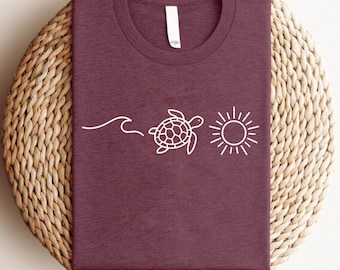 Ocean Lover Turtle Shirt: Turtle Sun Graphic Tee, Coastal Summer Beach Shirt, Sea Life Nature T Shirt