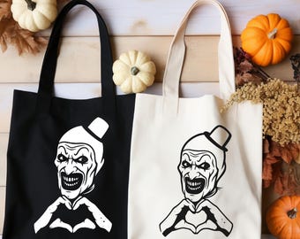 Art The Clown Terrifier Tote Bag: Horror Movie Canvas Bag