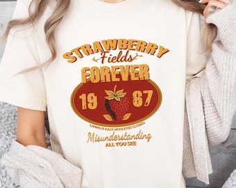 Comfort Colors Strawberry Fields Music Shirt Retro Rock And Roll Tee Old School Band