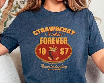 Strawberry Fields Music Shirt Retro Rock And Roll Tee Old School Band Graphic Shirt