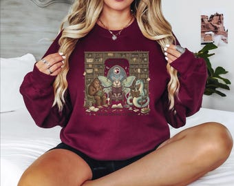 Funny Book Lover Sweatshirt, Shhh We're Trying to Read Crewneck, Cryptid Reading Sweatshirt, Bigfoot Bookworm Gift