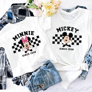 Mickey and Minnie Couples T-Shirt, Mickey Checkered T-Shirt, Minnie Checkered T-Shirt, Disney Trip Shirt, Disney Family Vacation Shirt