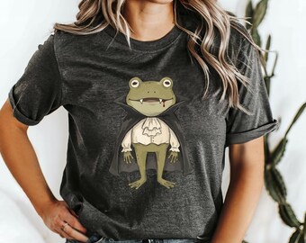 Funny Frog Halloween Shirt, Vampire Frog Tee, Cute Spooky TShirt, Frog Lover Halloween Gift,  Apparel