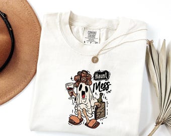Ghost Halloween Shirt, Funny Haunt Mess Tee, Retro Spooky Ghost Comfort Colors© Shirt, Halloween Booze Gift, Cute Ghost Halloween Tee