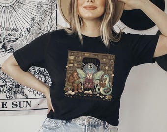 Funny Book Lover Shirt, Shhh We're Trying to Read Tee, Cryptid Reading Club Shirt, Bigfoot Bookworm Graphic Tee