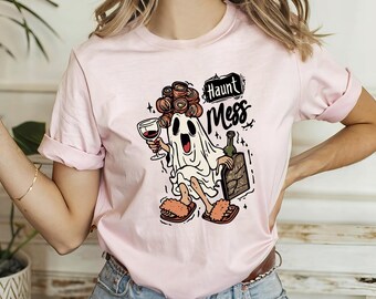 Ghost Halloween Shirt, Funny Haunt Mess Tee, Retro Spooky Ghost Shirt, Halloween Booze Gift, Cute Ghost Halloween Tee, Spooky Season Shirt