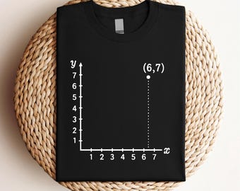 Six Seven 6 7 Coordinate Grid Plot Meme T-Shirt: Funny Math Graph Plane Tee, Algebra Geometry Classroom Humor Shirt