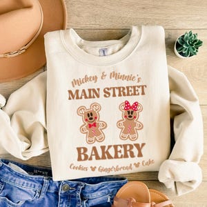 Main Street Bakery Gingerbread Cookies Cakes Sweatshirt,Mickey And Minnie Gingerbread Sweatshirt,Disney Christmas Gingerbread Sweatshirt