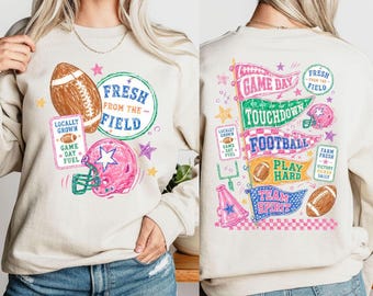 Colorful Retro Football Sweatshirt, Vintage Game Day Mom Crewneck, Football Season Top, Touchdown Fan Gift, Fall Sports