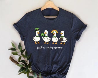 Cute St Patrick’s Goose Shirt: Irish Goose Tee, Funny Lucky Goose Tshirt, St Patrick Day Gift