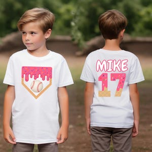 Personalized Baseball T-Shirt for Boy, Custom Kid Baseball Drip Shirt, Bulk Team Gift,Ice Cream Drip Tee,Custom Name and Number Baseball Tee