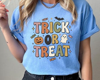Spooky Season Shirt, Retro Halloween Party Tee, Cute Ghost Graphic Apparel, Pumpkin Patch Fall Top, Trick or Treat Gift