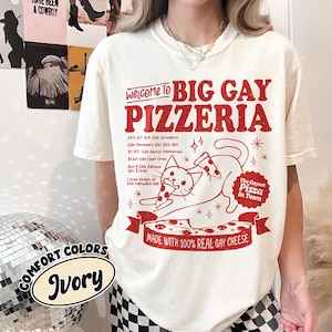 Funny LGBT Cat Comfort Colors Shirt, Gay Pizza Pride Month T Shirt, LGBT Mom Cat Tee, Gift for Queer Friends