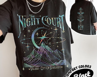 Velaris The Night Court Acotar camisa de colores cómodos de dos caras, camisa Velaris The Night Court, corte de sueños, camiseta Inner Circle Acotar