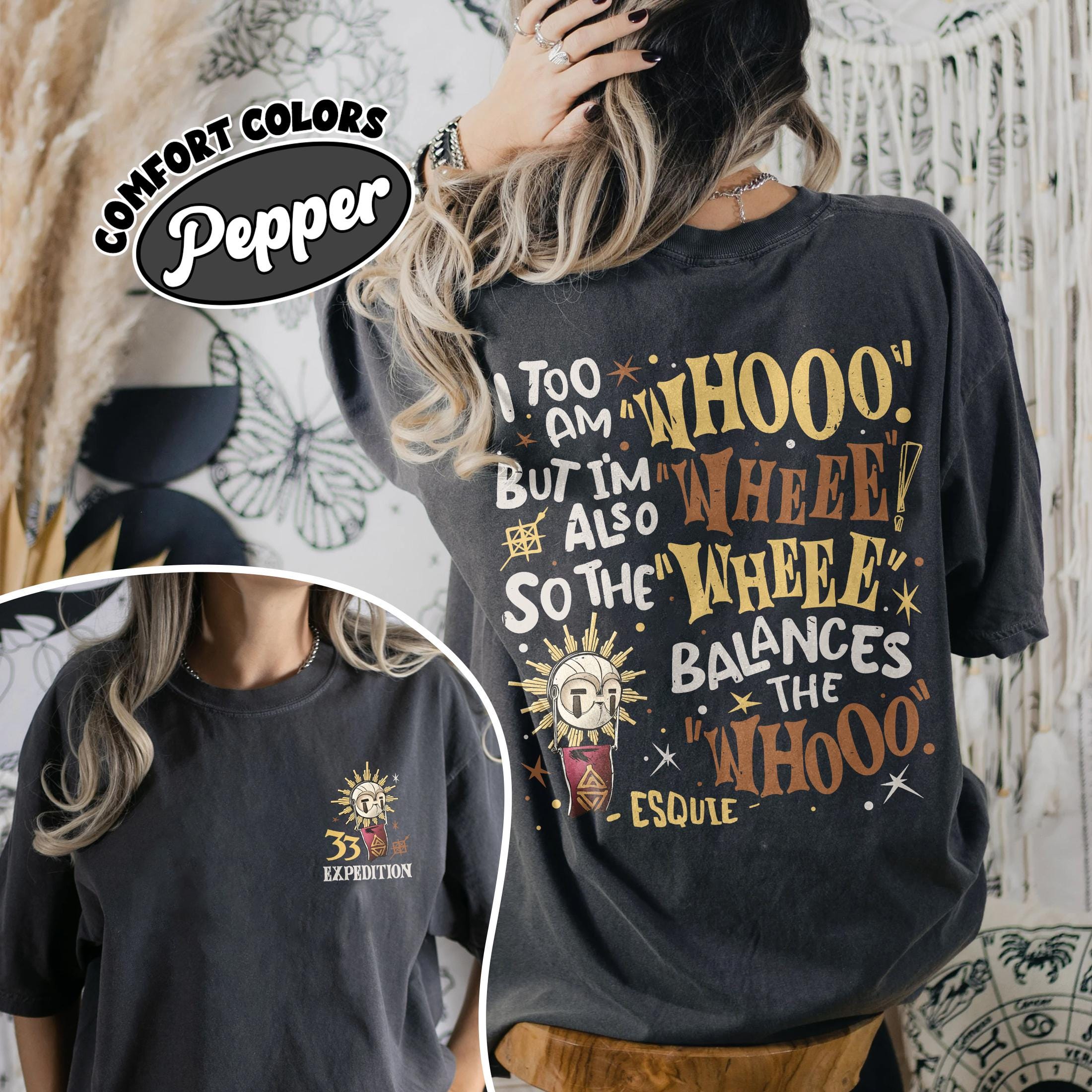 Esquie Clair Obscur Expedition 33 Shirt Comfort Colors, Funny Game Tee, Expedition 33 T-Shirt, Double Sided Esquie Shirt, Gamer Gift Tee