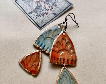 Handmade Resin & Clay Fish Earrings – Unique Artistic Design, Lightweight Statement Jewelry, Gift for Her