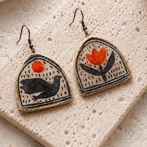 Hand-Painted Boho Dangle Earrings | Resin Clay Artistic Jewelry