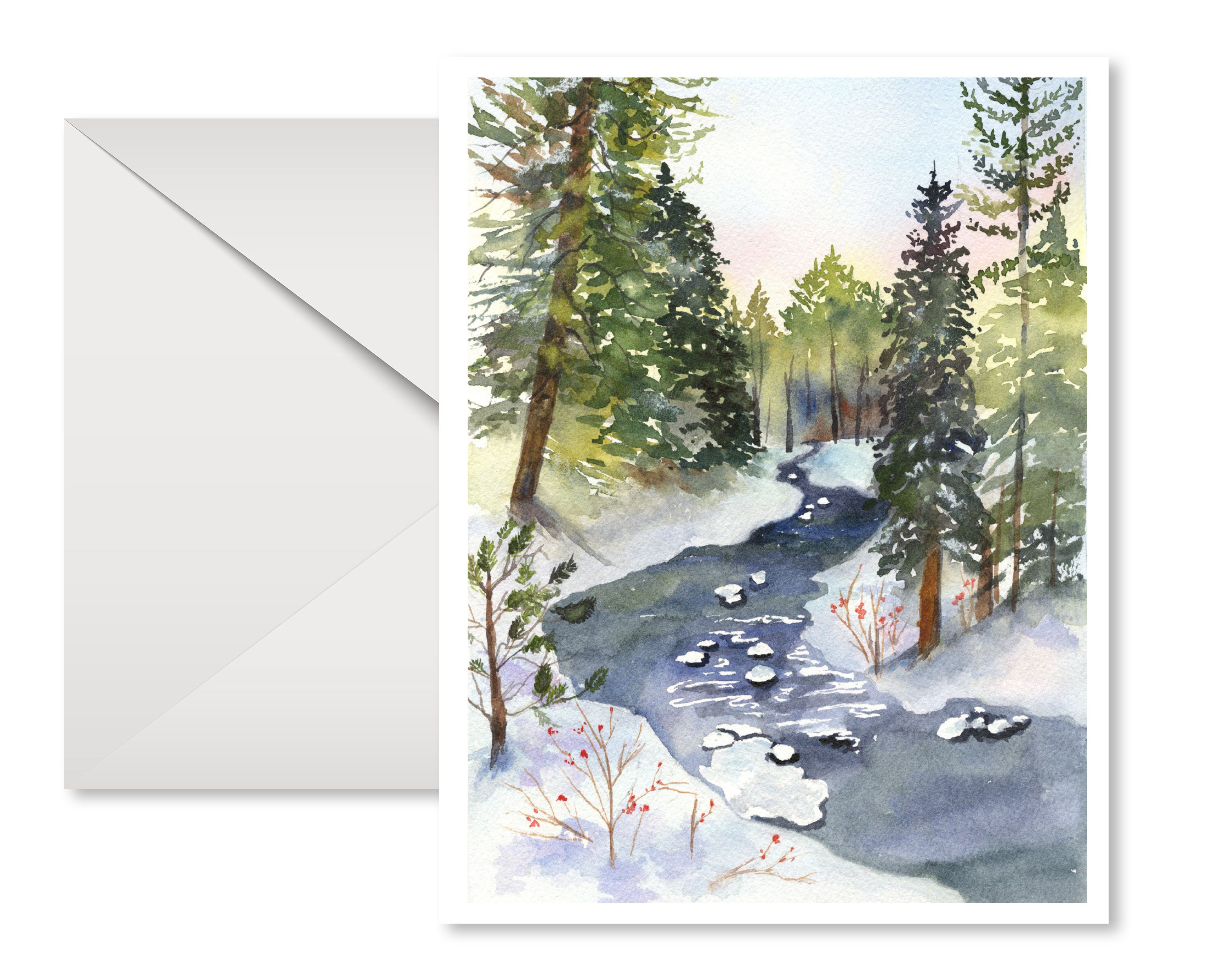 Watercolor Mountain Landscape Card Set: Scenic Blank Greeting Cards - Etsy