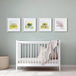 Four Seasons Art Tree Artl Seasonal Tree Art Printsl Watercolor Tree ...