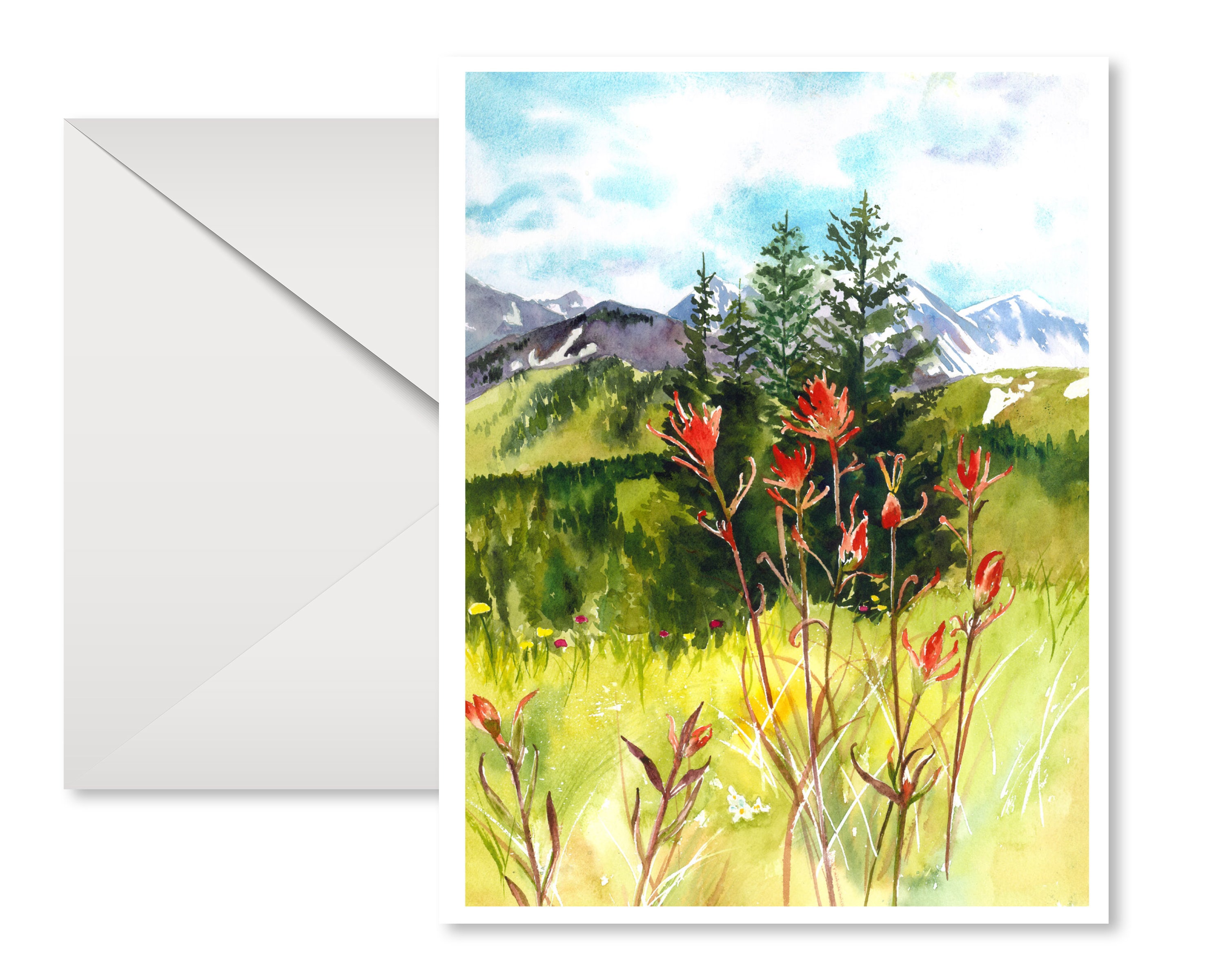 Watercolor Mountain Landscape Card Set: Scenic Blank Greeting Cards - Etsy