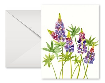 Wildflower Card l Lupines l Floral Cards l All Occasion Cards l Watercolor