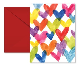 Heart Card l Watercolor hearts l All occasion