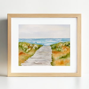 Beach Walk Watercolor Art Print: Coastal Summer Wall Decor
