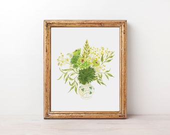 St Patricks Bouquet l Greenery bouquet l Watercolor l Floral Art l Wall Decor