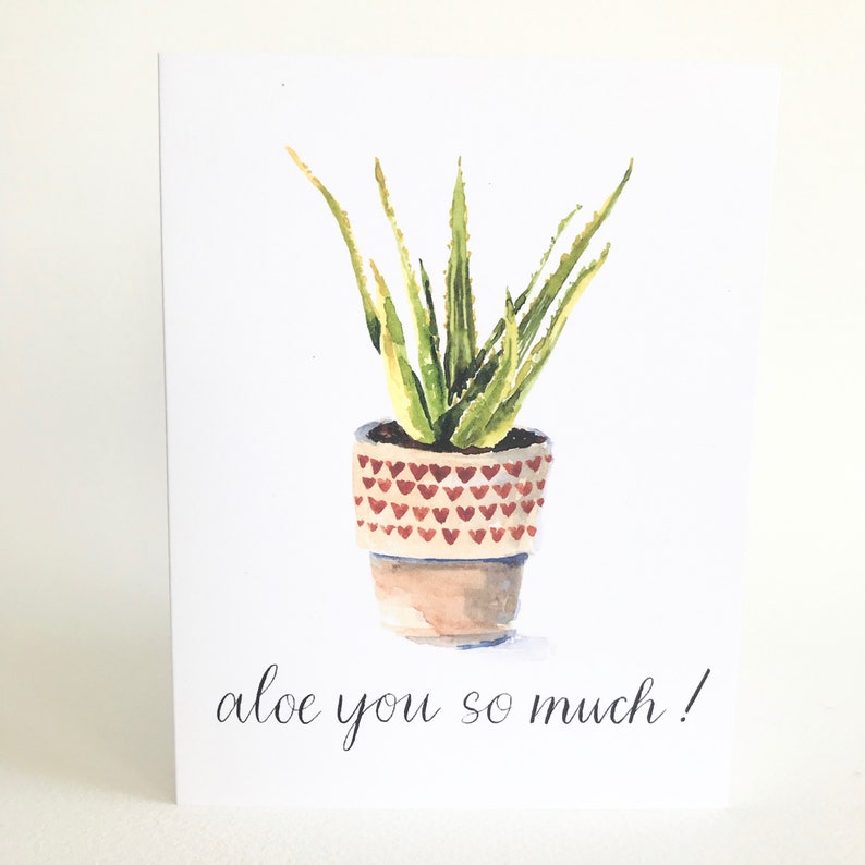 Succulent card, Aloe You, Love Card, Hello There, Greeting Card image 4