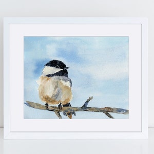 Chickadee Art l Bird painting l Watercolor l Wall Decor