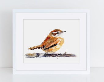 Wren art, Print, Watercolor, Bird Art, Wall Decor